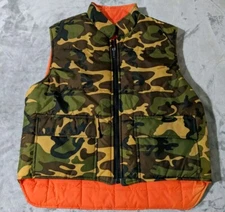 Game Winner Camo Vest Mens M Reversible Puffer Nylon Insulated Hunting READ
