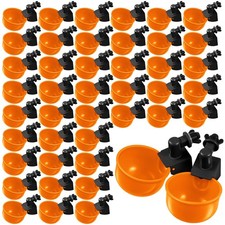 50 Pcs Automatic Chicken Water Cups Poultry Drinker Feeder PVC Pipe Kit Orange