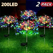 2 Pack 120/150 LED Outdoor Solar Garden Lights,Copper Wire Garden Fireworks Lamp