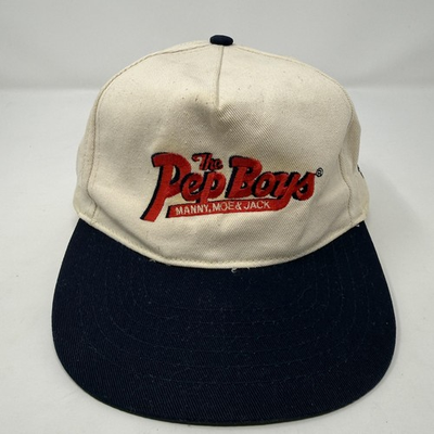 #ad Vintage Pep Boys 400th Store 1994 White Navy Snapback Hat Cap Advertising Promo $21.99