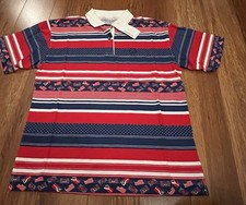 Vintage Sergio Tacchini Tennis Polo Shirt Mens Medium Flag Retro 80s Deadstock