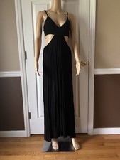 BOOHOO Deep Black Sleeveless Cutout Sweater Maxi Dress w/Slits ~ Size US 8