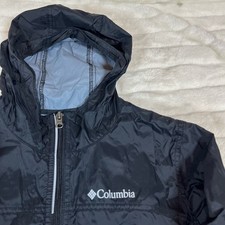 Columbia Boy M 10/12 Spring Fall Summer Black Hooded Windbreaker School Full Zip