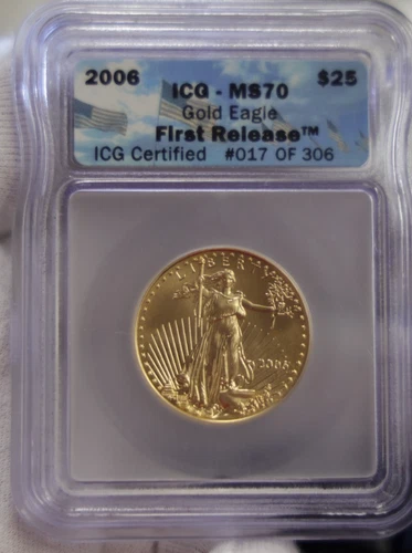 2006 US 1/2 oz Gold Eagle $25 ICG MS70 #17 of 306 First Release