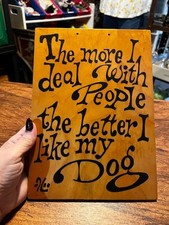 WOODEN WALL PLAQUE SIGN DOG THEME 10.5" x 7.5"