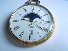 Herren Taschenuhr Royal Swiss mit Mondphase und Datum läuft