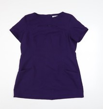 Simon Jersey Women Purple Size 16 Tunic Blouse Workwear Top