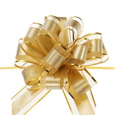 10pcs 7 Inch Large Pull Bow Gift Wrapping Bows Ribbon Organza Champagne Gold
