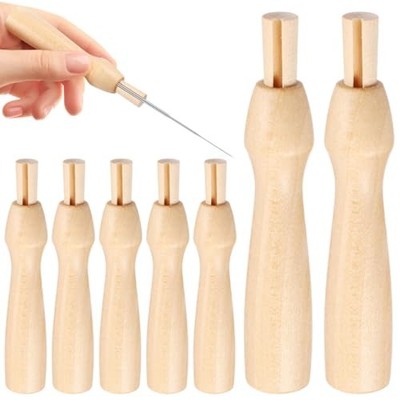  10Pcs Wooden Punch Needle Handles for Needle Felting Tools Kit, Ergonomic 