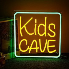 Kids Cave Neon Sign, Children's Cave Neon Wall Art for kids Room Bedroom Birthda