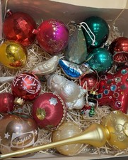 Vintage Anni 70 '80 Addobbi Uccellini PALLE in ALBERO DI NATALE Vetro Plastica