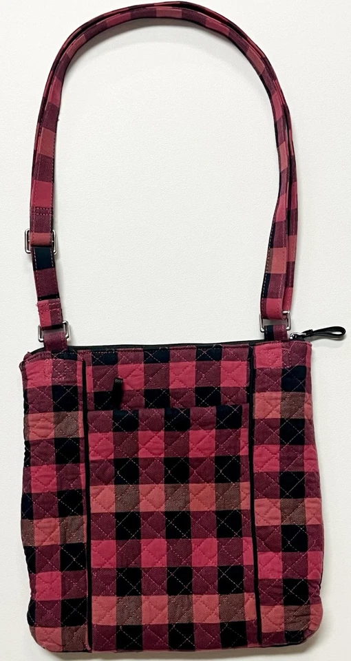 Vera Bradley Red Tango Buffalo Check Hipster Crossbody Handbag Purse VBD19 - Image 4 of 4