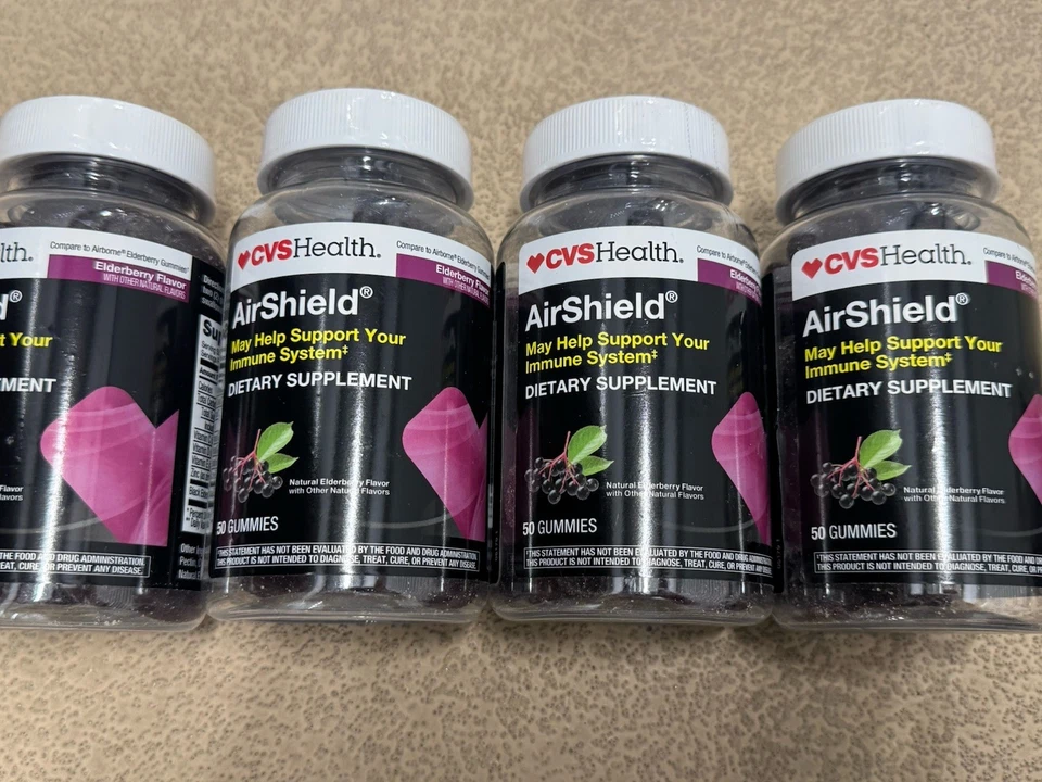 Lote 4 gomitas CVS Health AirShield apoyo inmunológico 50, saúco 1/26 y 4/26 Foto 2 de 4