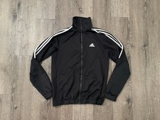Adidas Track Jacket Mens Small Warm Up Tricot Three Stripe Full Zip Black