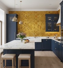 Chinoiserie Gold Peacock Printed Wallpaper, Pre Pasted, Decoration Wallpaper