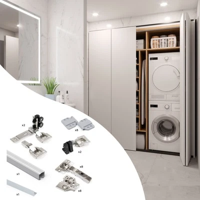 Emuca Set aus Twofold 2 Faltschiebetüren sanftes Schließen