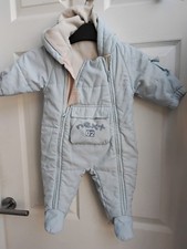 Next Baby Boys  Fleece Snow Suit Aged 3-6mths Pale Blue