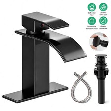 MATTE BLACK SINGLE-HOLE WATERFALL BATHROOM FAUCET