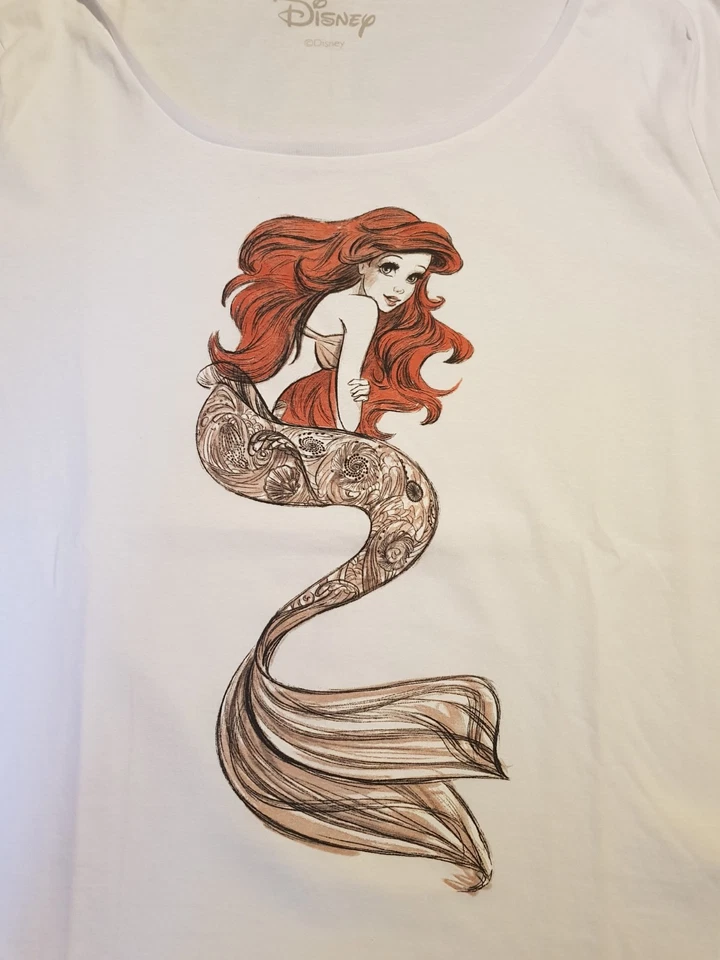 T-shirt femme blanc DISNEY Ariel la petite sirène taille XL neuf avec étiquette - Photo 2/2