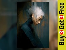 Dunkles abstraktes Porträt 5"x7" Druck auf mattem Papier | Ölgemälde Kunstwerk