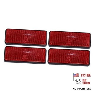 4 Pcs 87.5x34mm Plastic Universal Rectangular Reflective Warning Reflector Red
