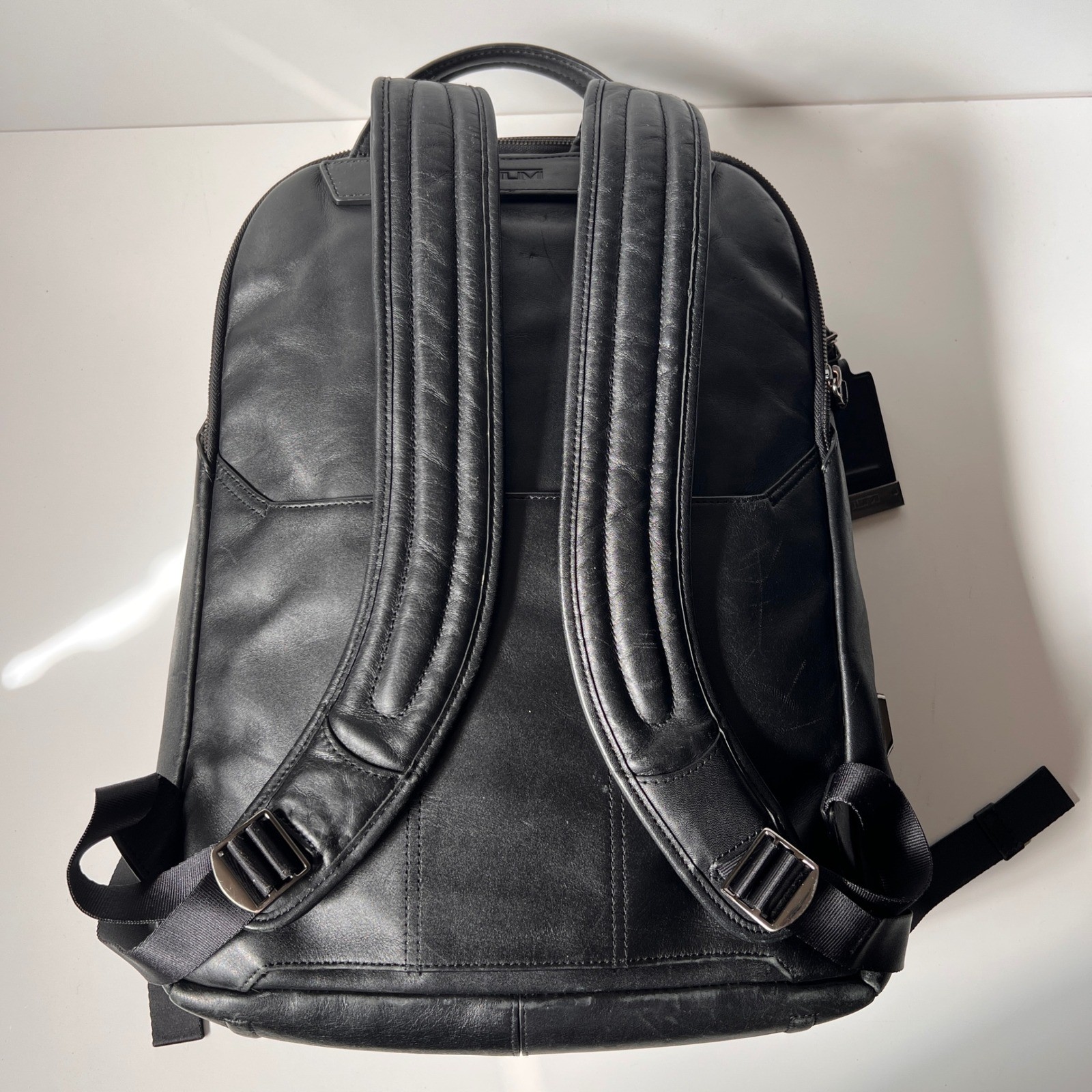 Tumi Morley Backpack Carbon Fiber Black Leather Buckle Laptop Travel Bag image 7