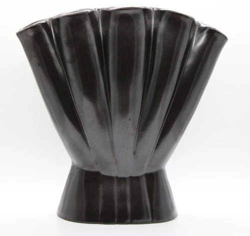 VINTAGE Black Red Wing Pottery Gladiolus Vase in RARE Color