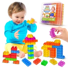 Sensory Soft Building Blocks for Toddlers：36 Pcs Jelly Squishy Stacking Block...