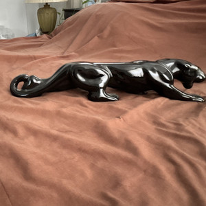 Black Panther Wall Hanging Figurine Sculpture Glossy Black Wall Decor