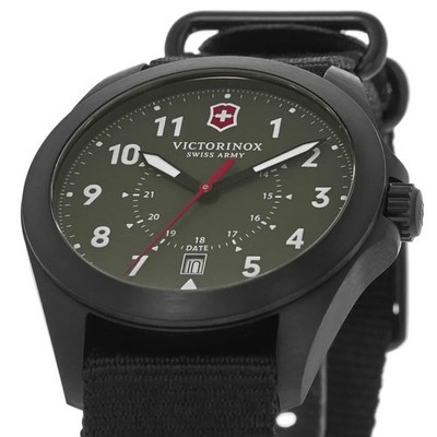 New Victorinox Swiss Army Heritage Quartz Green Dial Fabric Men's
