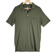 Woolly 100 Merino Wool Polo Shirt Mens L Olive Green Base Layer Pocket