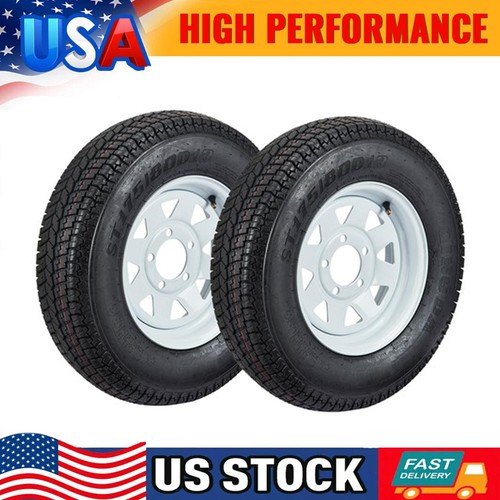 2PCS ST205/75D14 5 Lug Trailer Tires and Wheels with 14in Rim 6PR LRC 205 75 14