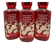 Bath & Body Works LOT of 3 JAPANESE CHERRY BLOSSOM Body Wash Shower Gel 10 oz
