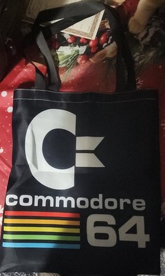 Commodore Inspired C=64 Black Tote Bag 16''x15''