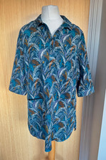 Seasalt Women's Tunic 14 Teal Sky Sketch Needlecord Pockets Long Top Blouse Cord
