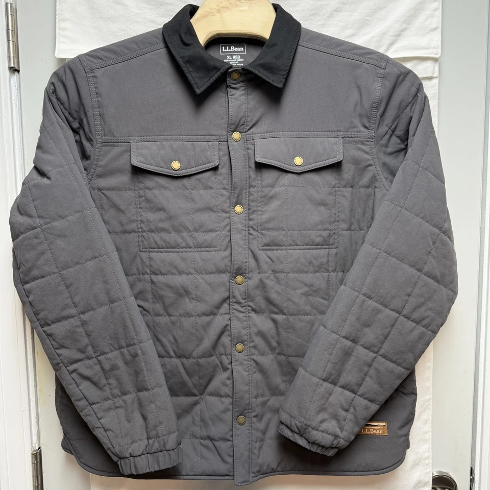 L.L. Bean Mens Insulated Utility Shirt Jacket XL Gray Primaloft Cordura 512667 - Image 2 of 4