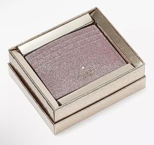 KATE SPADE GLIMMER METALLIC BOXED CARD HOLDER CASE NWT GLITTERING PINK