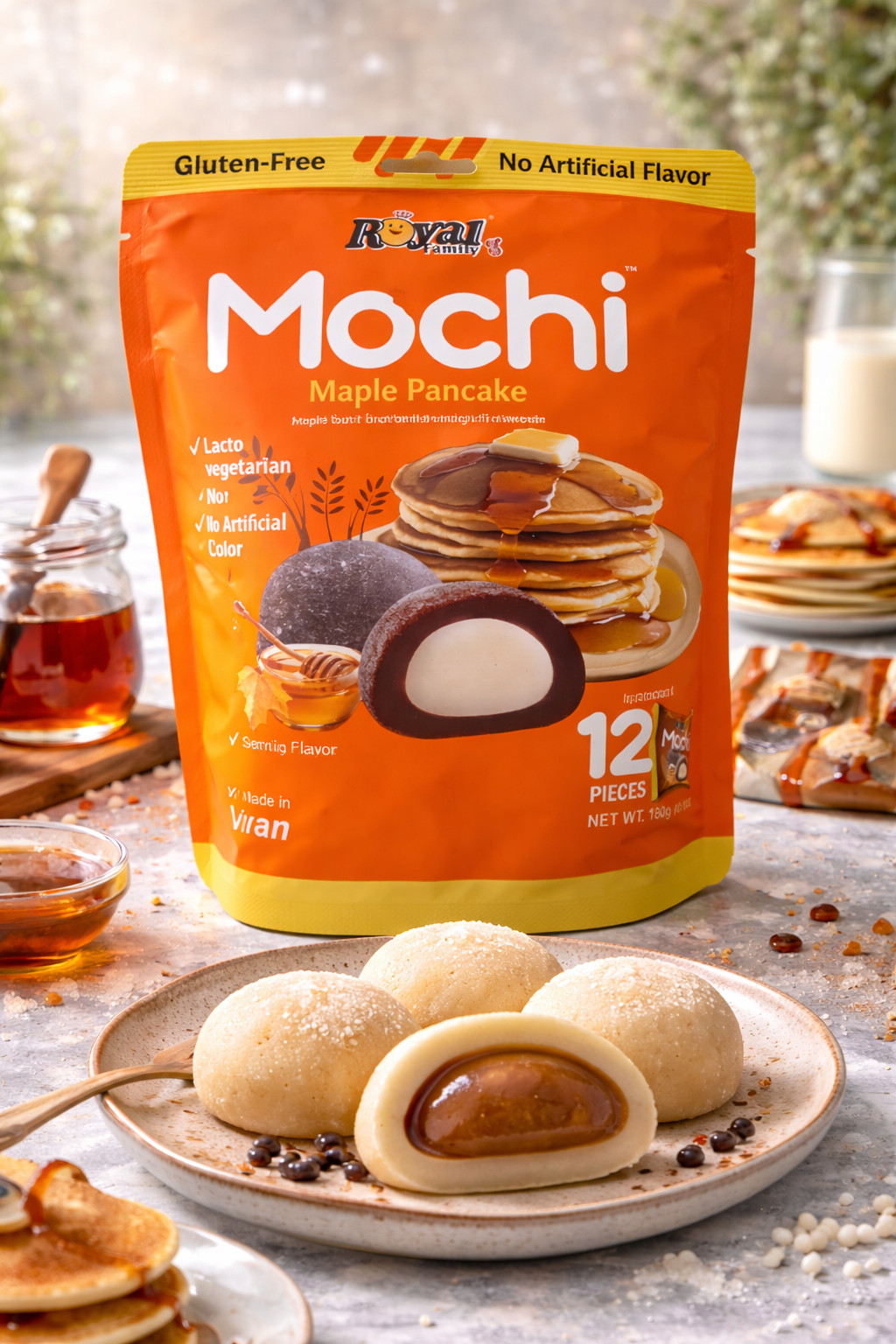 Royal Family Mochi 120g Rice Cakes Maple Pancake Individually wrap