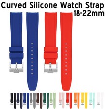 Curved End 18mm 19mm 20mm 21mm 22mm Silicone Strap Replacement Rubber Watch Band