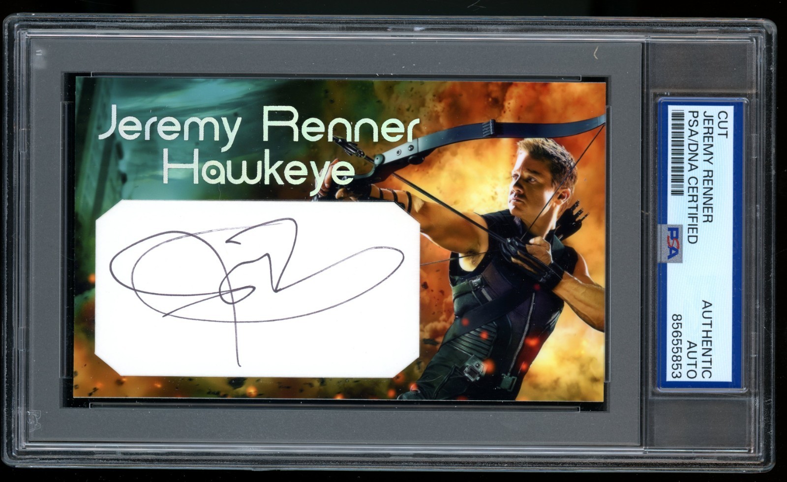 Jeremy Renner Signed Hawkeye Custom Trading Card PSA Slab 1/1 Marvel