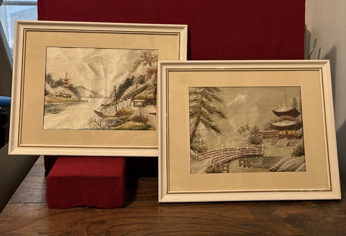 丝绸和织物复古原始1900-1940 年日本画作、画卷| eBay