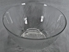 Vintage Duralex 11" Clear Glass Bowl Embossed Corn Wheat Harvest Pattern France