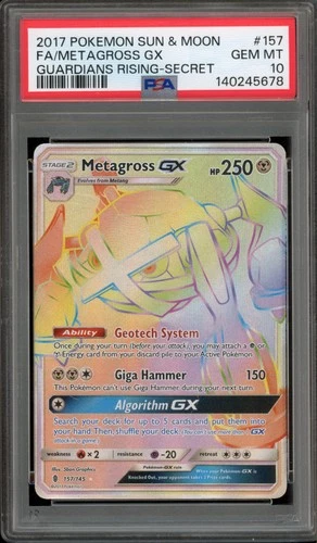 Pokemon Metagross GX Guardians Rising Secret Rare #157 PSA 10 Gem Mint