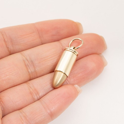 #ad 1 3 8quot; Magnum Bullet Reversible Pendant Solid 10K Yellow Gold $579.99