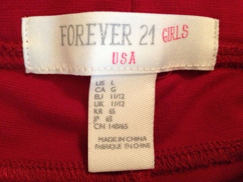Forever 21 Girls Red Leggings/Jeggings with Zipper Accents - Size L - Picture 4 of 4