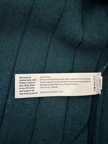 Eileen Fisher Women Teal Ribbed 3/4 Sleeve Knit Pleated Dress XS 100% Wool - Picture 5 of 5