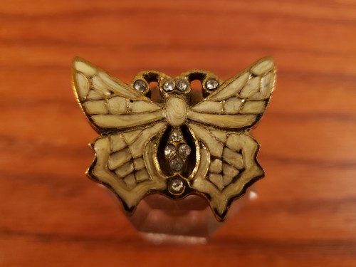 Botella de perfume de cristal vintage con tapa de mariposa con joyas - Imagen 2 de 4