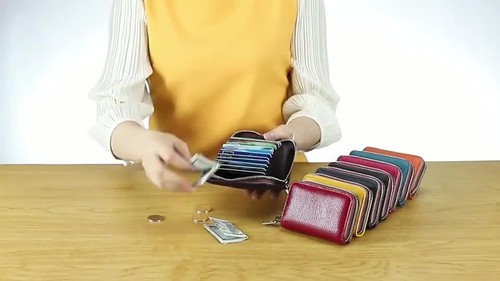 Men & Women Leather Zipper Wallet Small Credit Card Holder Coin Purse Wallets US - Video 1 of 1