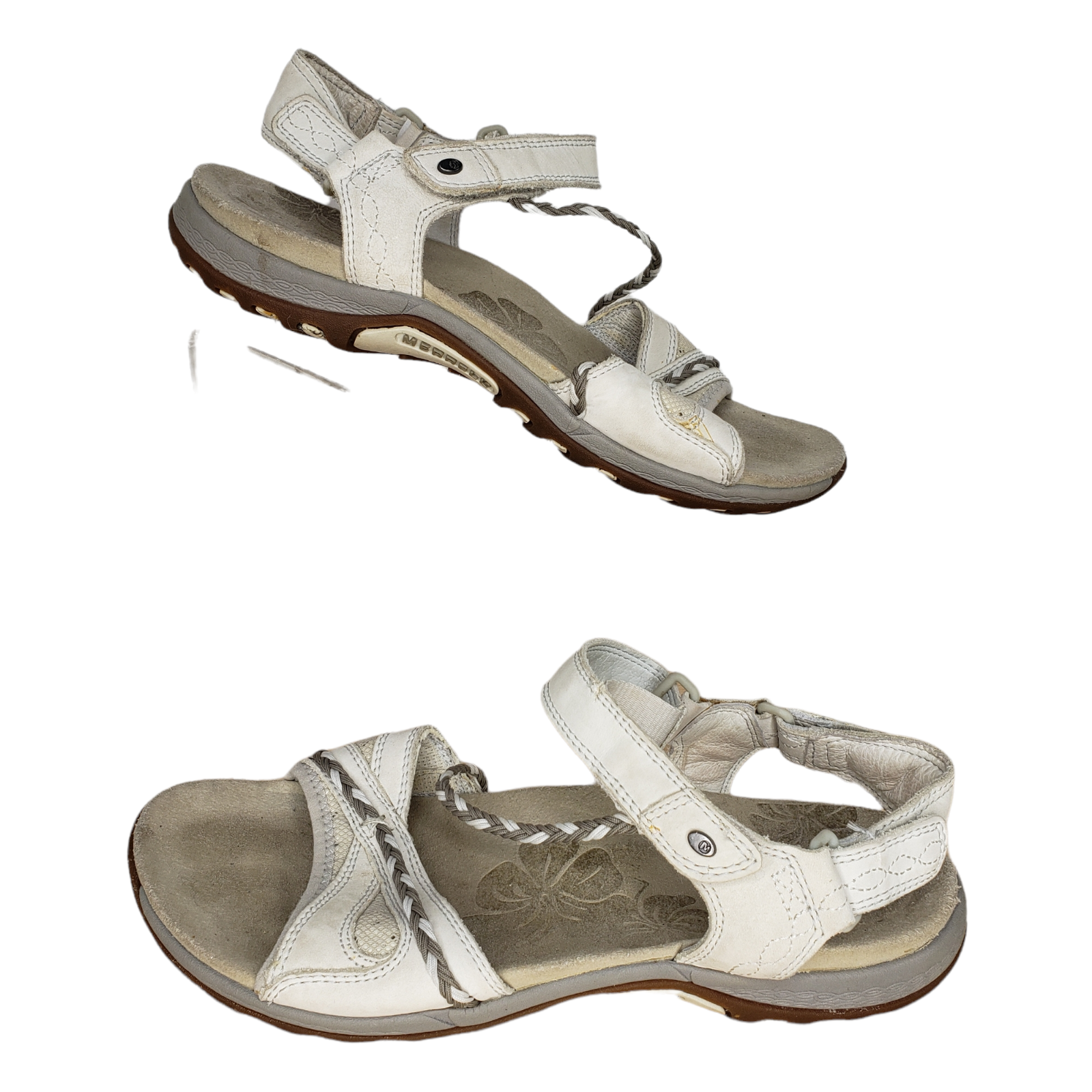 Merrell Taglia 7 Sandali Beige Pelle Donna Sport Trail J89088 Cinturino Caviglia 38EU