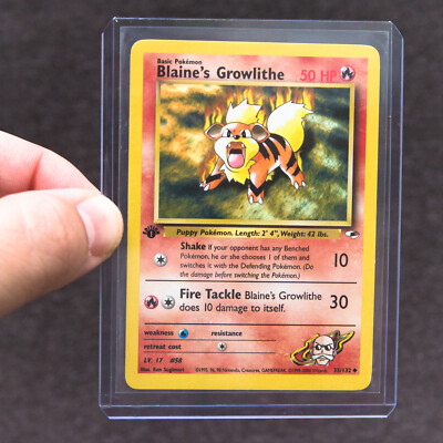 BLAINE'S GROWLITHE 1st Edition Pokemon Card 35/132 | Gym Heroes | NM+ | Free S&H